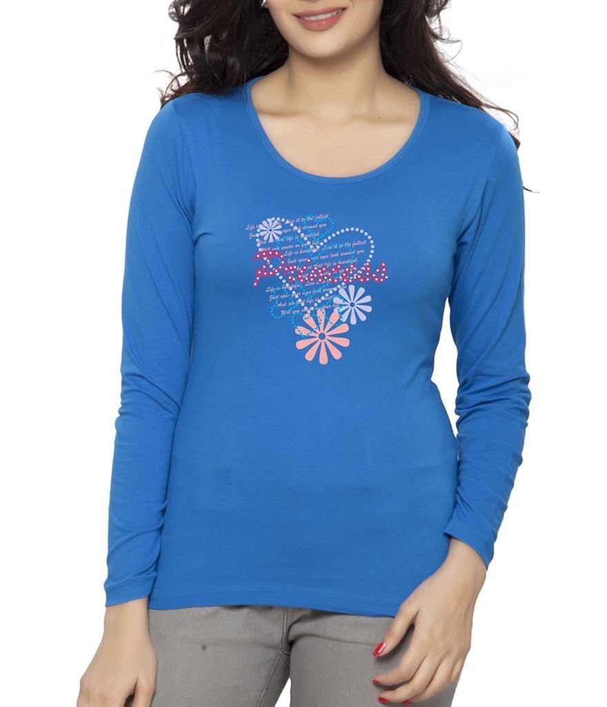 Buy Clifton Women's Printed TShirt Full Sleeve RNeckRoyal Blue