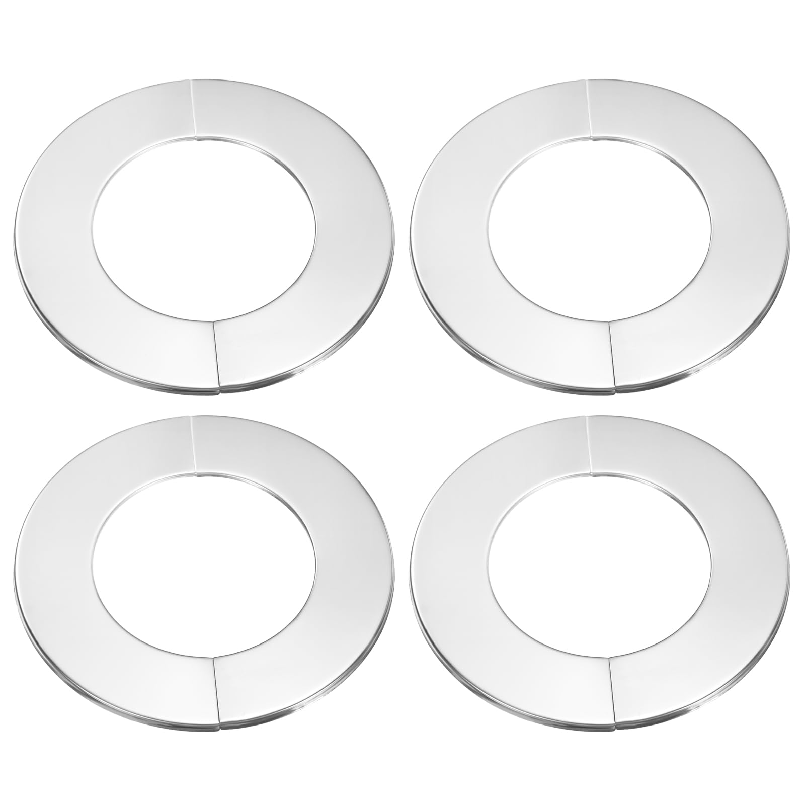 QUARKZMAN 4pcs Flangia Divisibile A Parete 3.19" (81mm) Acciaio Inossidabile Rotondo Autoadesivo Flangia Divisibile Copertura Tubo Clip Collare Scudetto Per Pavimento Soffitto Bagno Toilette