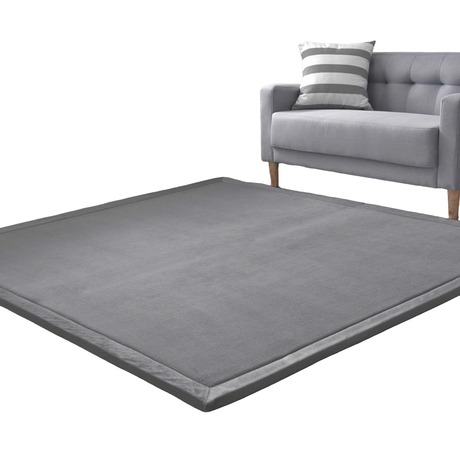 Baby Crawling Mat, Memory Foam Rug Large Nursery Play Mat 3cm Thick Area Rug Coral Velvet Rug for Tatami, Living Room, Bedroom, Non-Slip Playmats Activity Floor Mat for Babies Grey 180 x 300 cm