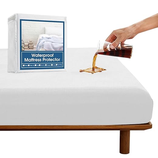 SPRINGSPIRIT Full Size Waterproof Mattress Protector, Cooling Viscose Made from Bamboo Full Size Mattress Pad Cover, Fitted up to 14''Depth Pocket Double Bed Mattress Cover