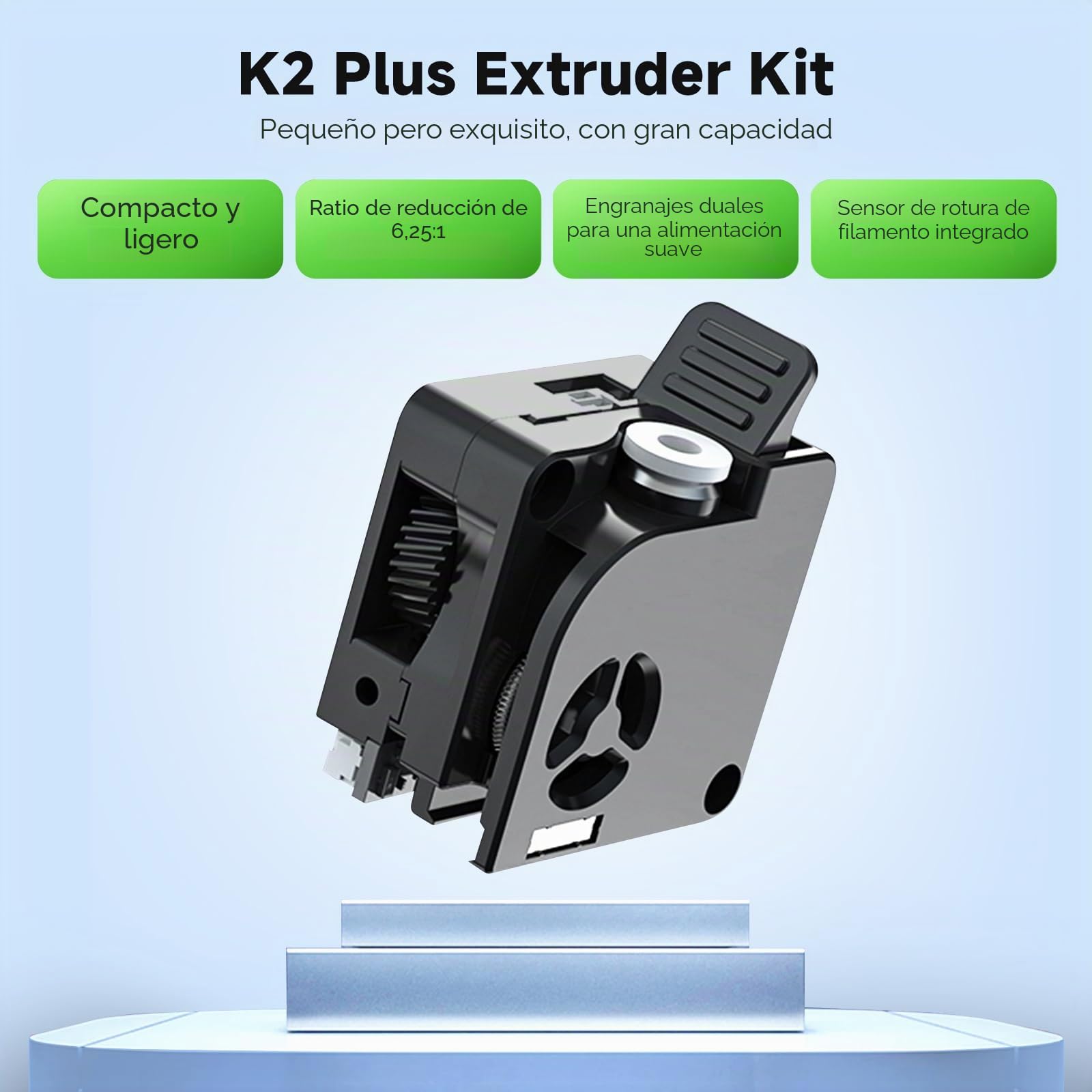 Creality Kit de extrusión K2 Plus, kit oficial de extrusión directa, transmisión de doble engranaje, relación 6.25:1, fuerza 80N, sensor de rotura de filamento integrado para impresora 3D Creality K2