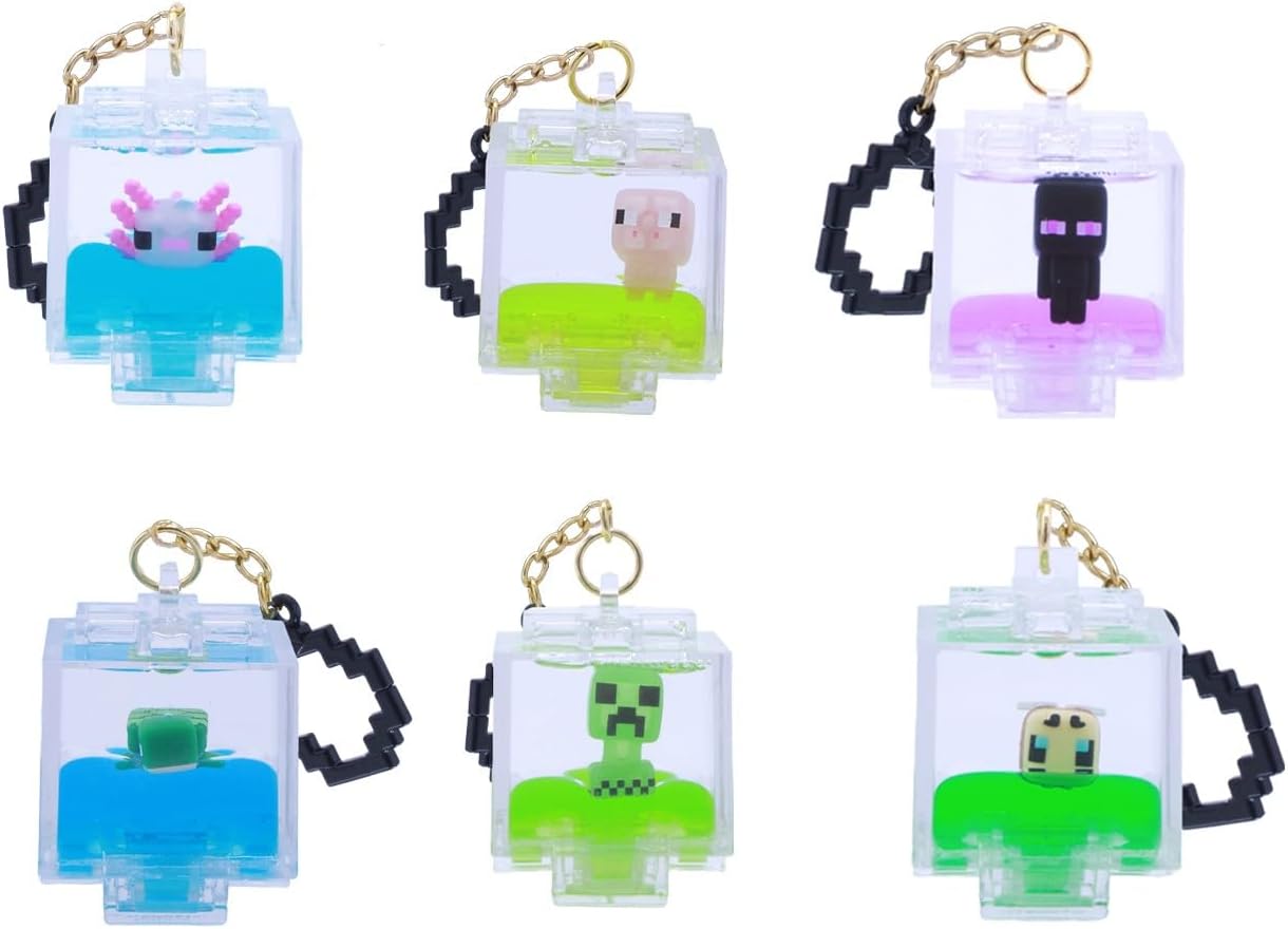Just Toys – Minecraft Backpack Hanger Blind Bag, Collectible Toy | 2.5" acrylic capsule charm with keychain · 6 designs to collect · 1 random figure per box · Officially Licensed Minecraft