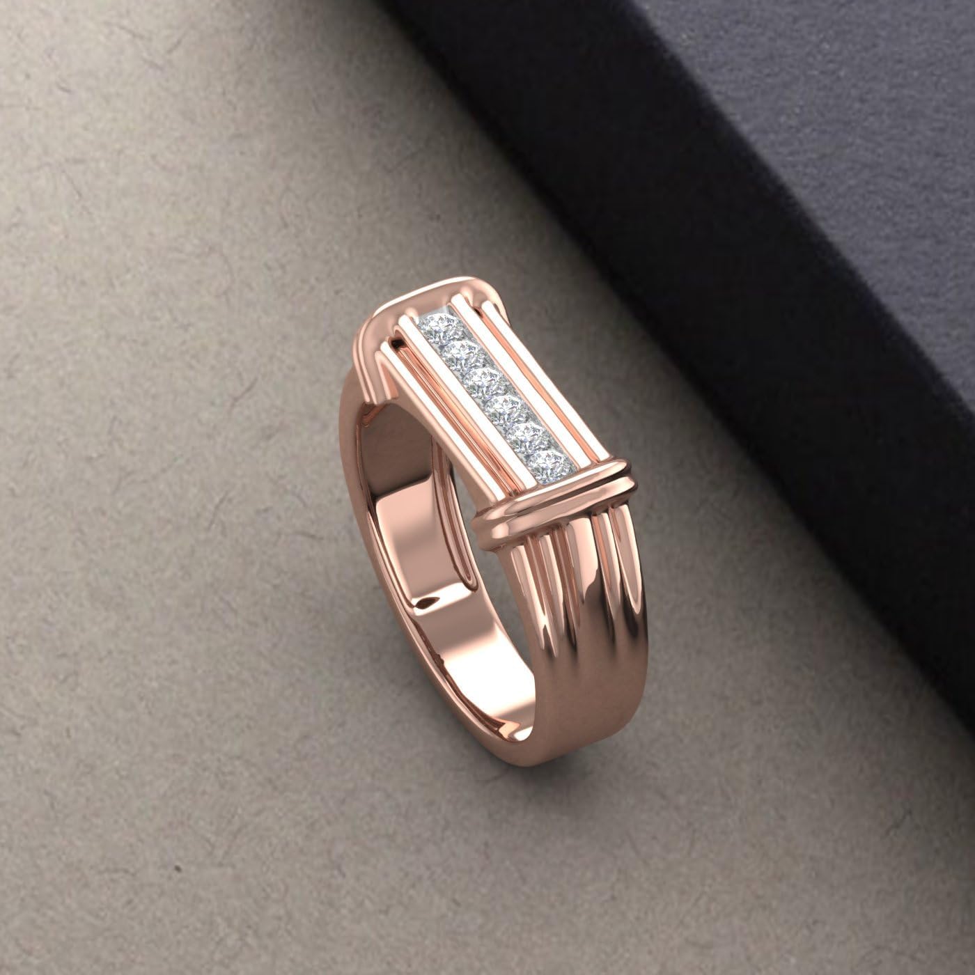 1/4 Carat (ctw) Nick Set 6-Stone Mens Diamond Wedding Band Ring in 14K Gold (I1-I2 Clarity)
