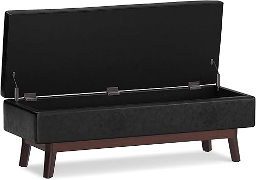 Miniatura 459 de SIMPLIHOME Owen - Bandeja rectangular moderna de mediados de siglo de 34 pulgadas de ancho, otomana pequeña para almacenamiento de mesa auxiliar, en