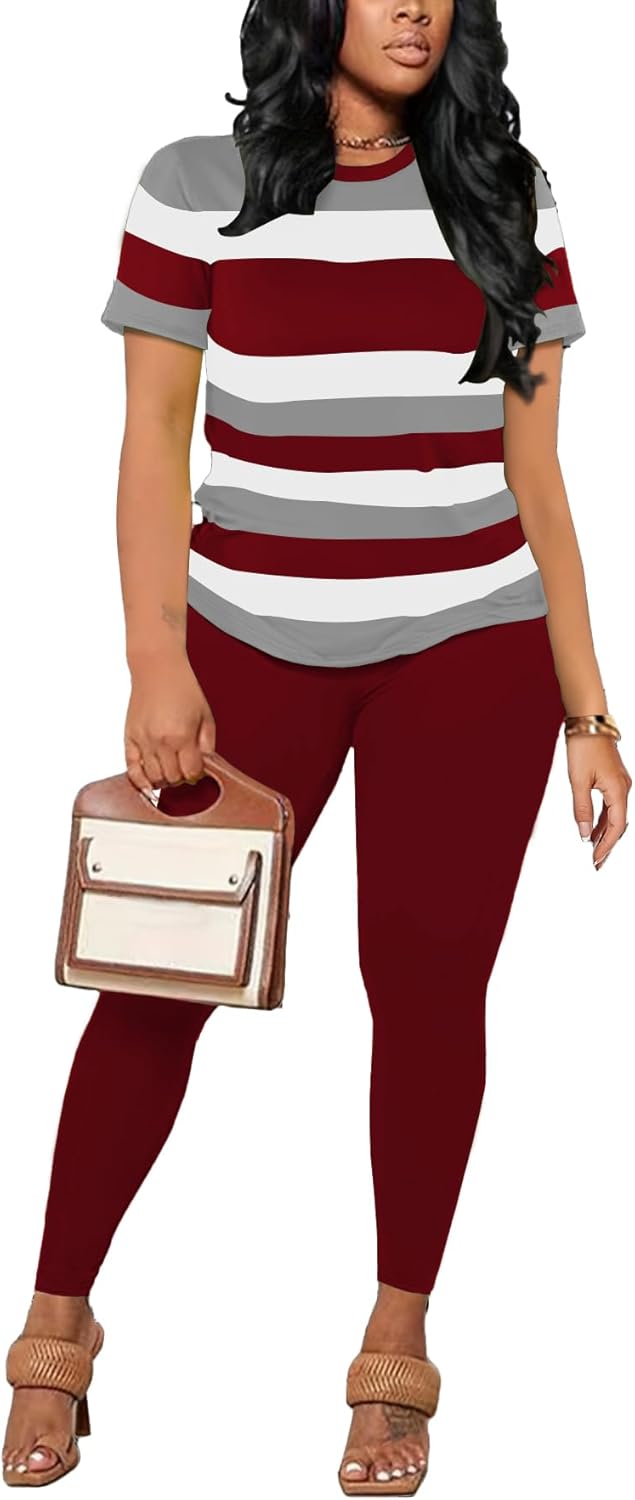 HBQ Women 2 Piece Outfits Summer Sweatsuits Slim Fit Track Suits Biker Short Workout Jogger Sets - Image 2