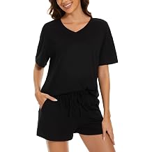 LOCUBE Womens Short Sleeve Pajama Set with Pockets