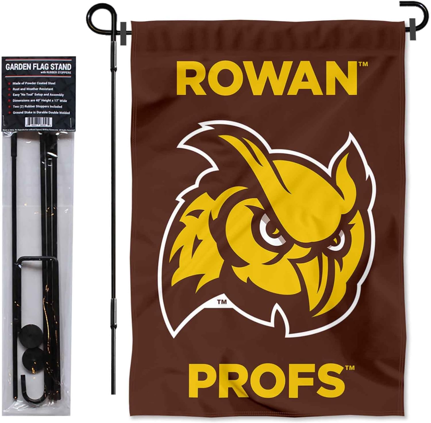 College Flags & Banners Co. Rowan Profs Garden Flag with Pole Stand Holder - Image 2