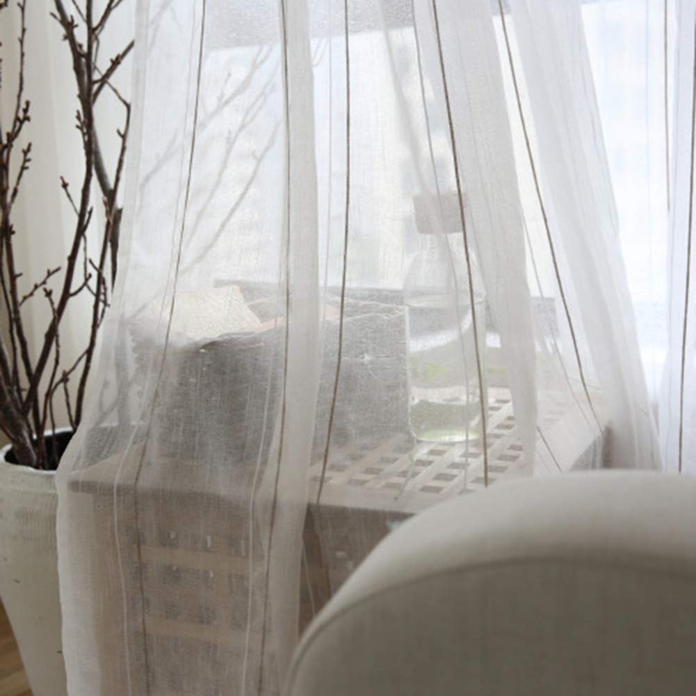 2 Panel Raya Visillos Cortinas Lino de algodón Translucida Cortinas con Ojales Modernos Voiles Cortinas para Dormitorio Salón Balcón,W140xL180cm