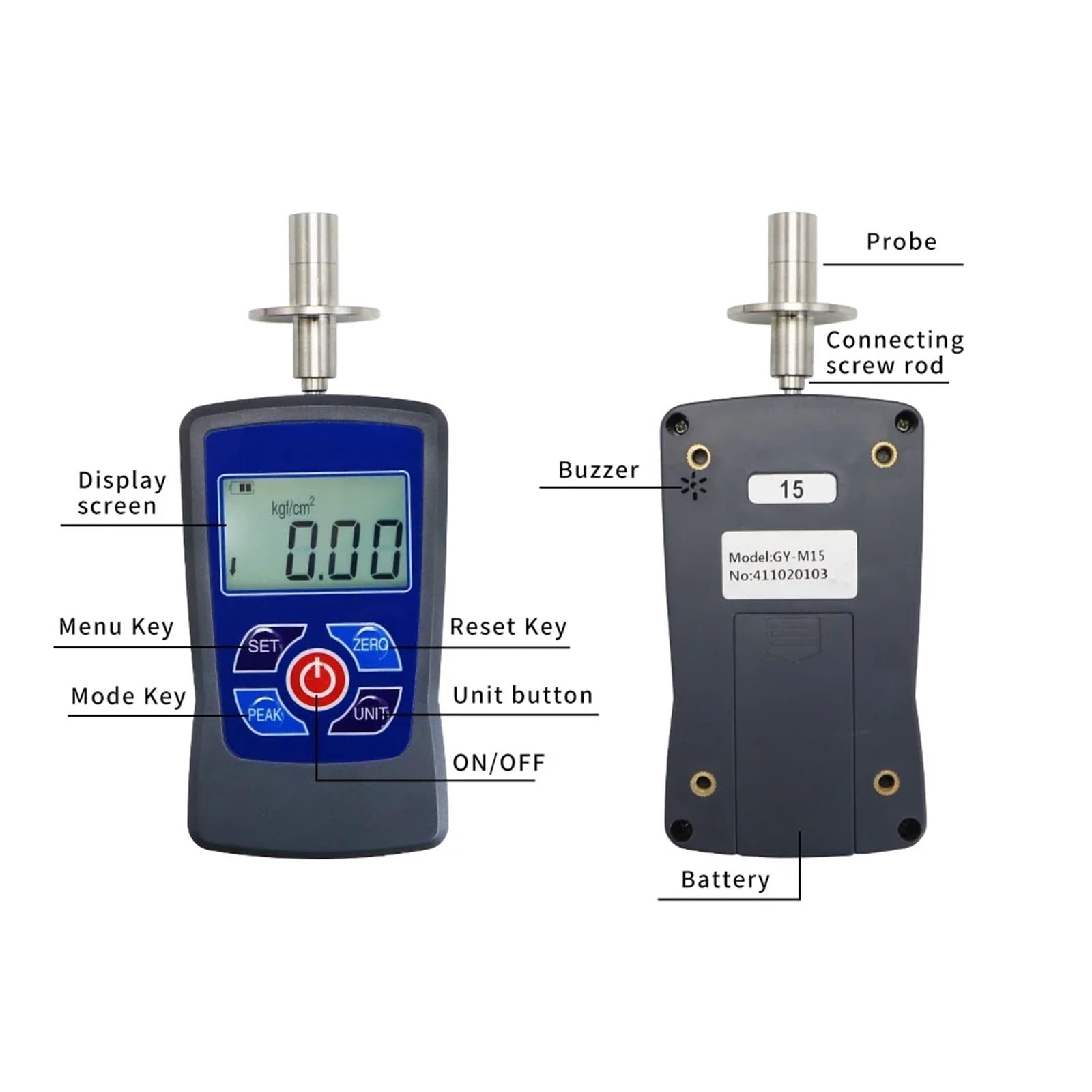 GY-M15/M30 Probador de dureza de Frutas Digital Penetrómetro de Frutas for Manzanas, Peras, Fresas, Uvas Medición con esclerómetro de Frutas(GY-M15)