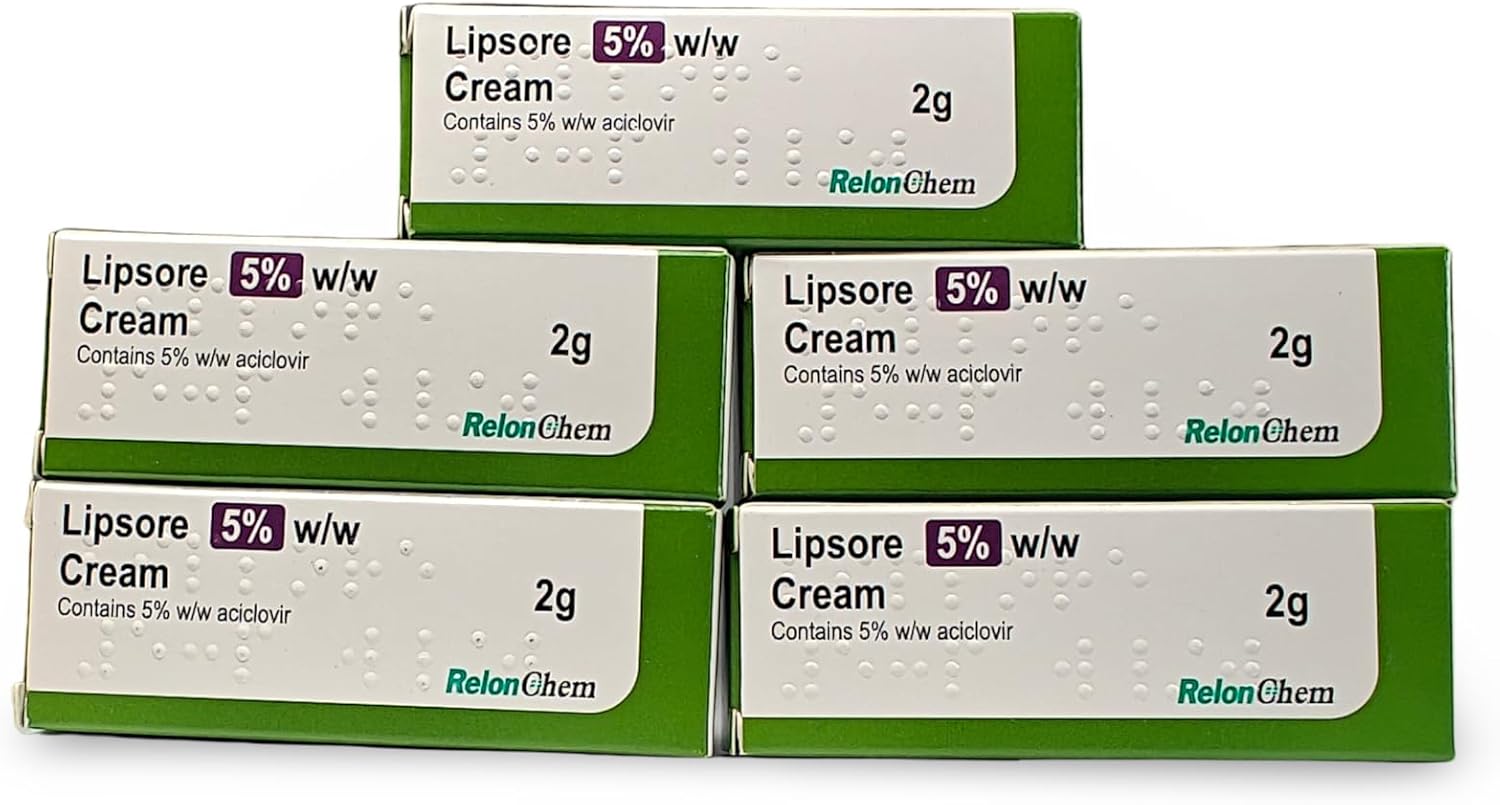 Lipsore Cold Sore 5% w/w Cream 2g x 5 boxes RelonChem