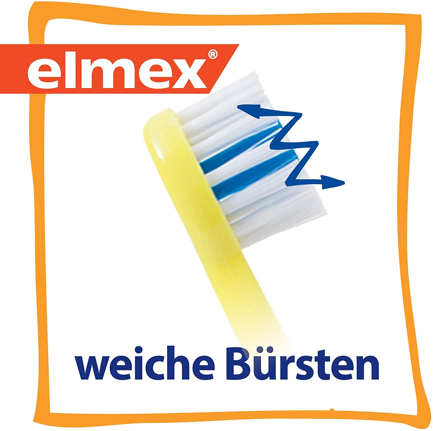elmex Spazzolino da denti da 0 a 2 anni, 1 pezzo, adatto all'età, con setole morbide e impugnatura ergonomica, abitua i bambini a lavarsi i denti in modo giocoso