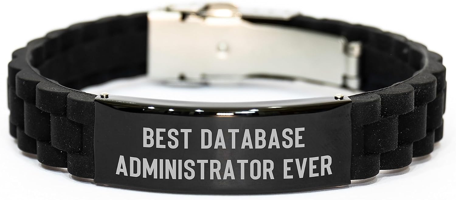 Funny Quote Gifts for Database Administrator, 'Best Database Administrator Ever' Glide lock Clasp Bracelet, Birthday Unique Gifts from Friends