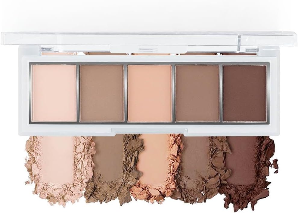 5 Colors Matte Nude Eyeshadow Makeup Palette, Nude Pink Brown Cocoa Neutral Matte Smokey Cream Mini Eye Shadow Palette Makeup for Older Women Blue Green Eyes, Contour Make up Palettes sombras de ojos