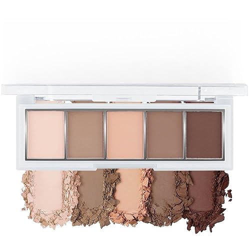 Paleta de maquillaje de sombra de ojos mate de 5 colores, color nude rosa, marrón, cacao, crema ahumada neutra, mini paleta de sombra de ojos para