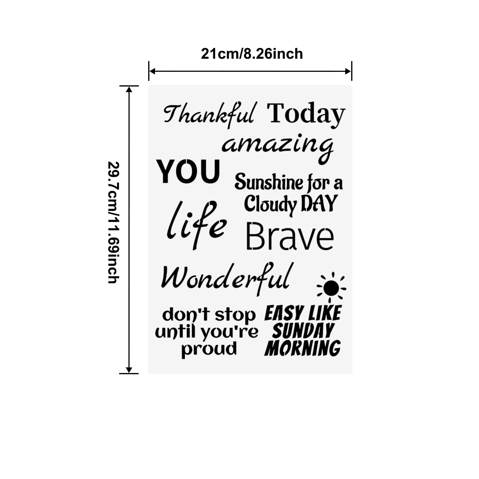 CIEMODA Inspirational Word Stencils,4 Pcs Words & Quote Templates 8 x 11.7 Inch Reusable Stencils for Painting on Wood, Fabric, Paper, Wall DIY Drawing Craft - Image 2