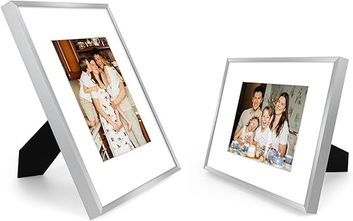 Miniatura 4 de Golden State Art - Marcos de fotos de metal de 9 x 12 pulgadas con paspartú para fotos de 6 x 8 pulgadas - Juego de 4 portarretratos de aluminio de