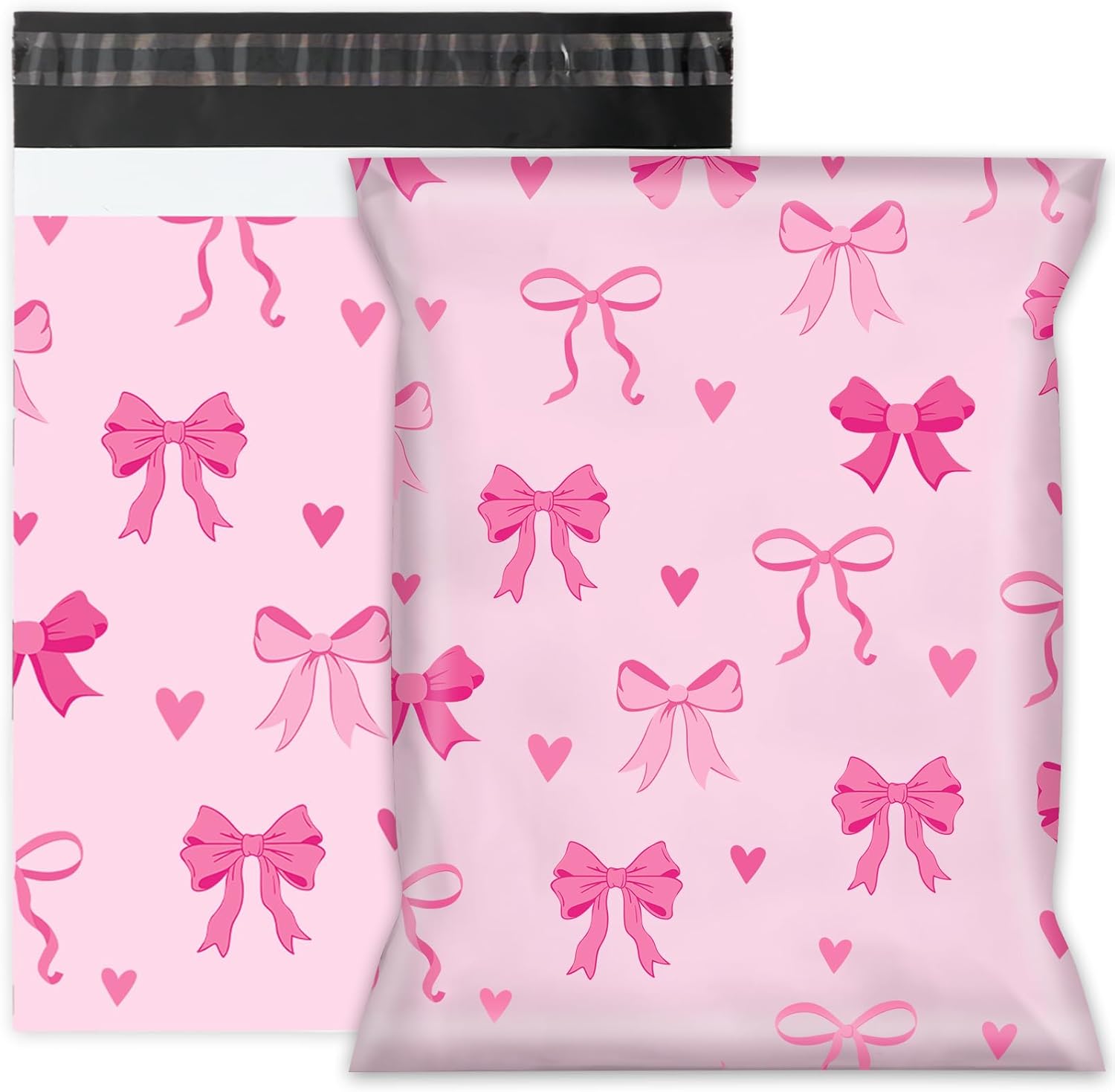 Whaline 100Pcs Cherry Poly Mailer 10 x 13 Inch Pink Bow Fruit Mailing Bag Valentine Cute Self-Sealing Plastic Packaging Envelope Bag for Small Business