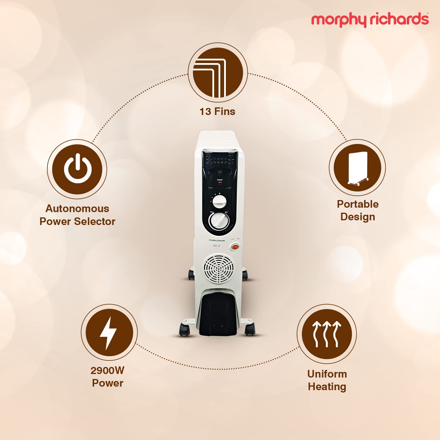 Morphy Richards OFR Room Heater, 13 Fin 2500 Watts Oil Filled Room Heater  with 400W PTC Ceramic Fan Heater, ISI Approved (OFR 13F White/Black) :  Amazon.in: Home u0026 Kitchen