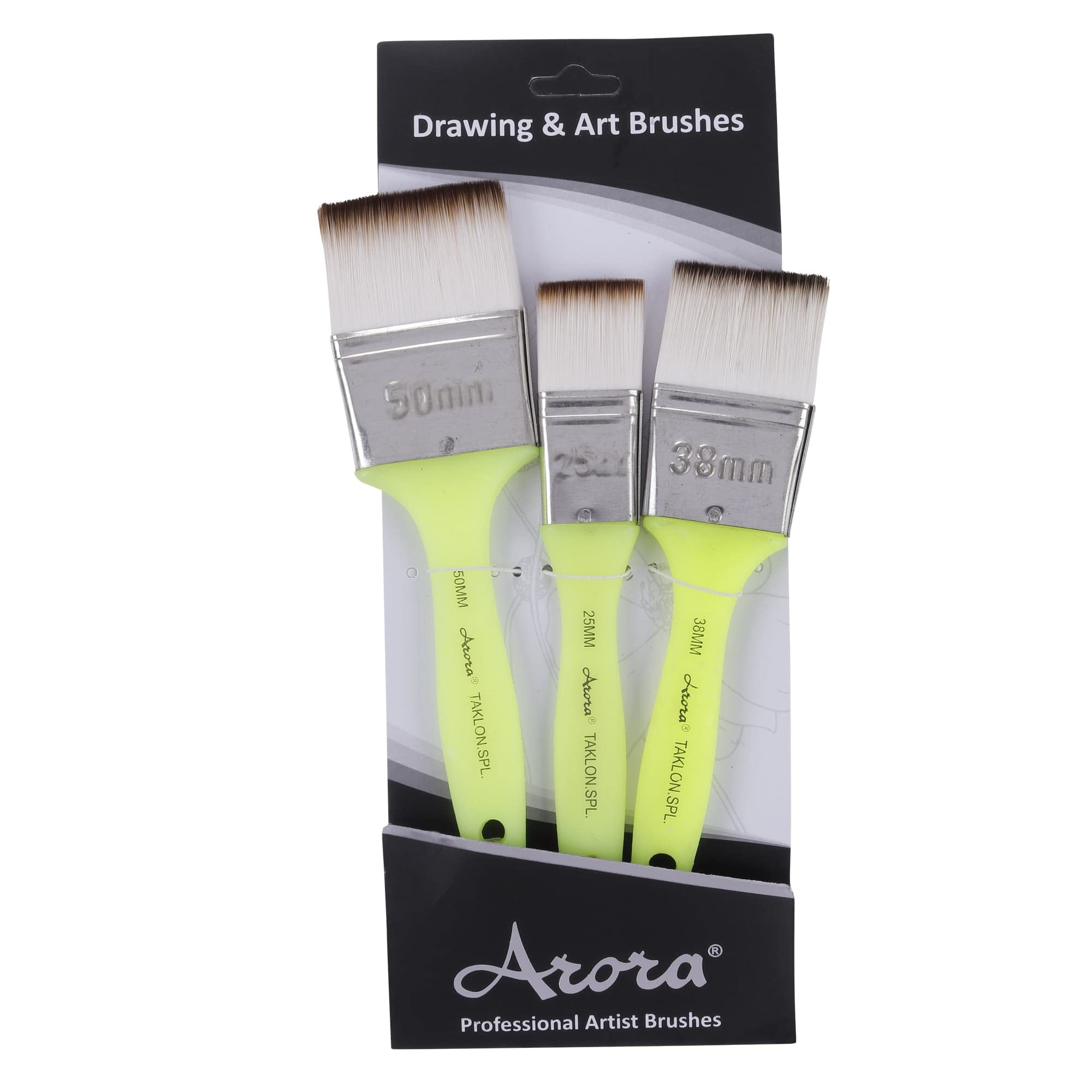 Arora Flat Synthetic Paint Brushes of 3 pc for Watercolor and Acrylic Painting 1,1.5 and 2 Inch Size 3