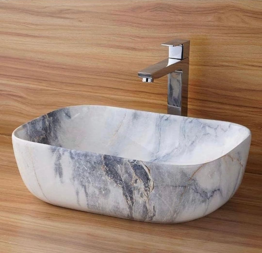 OSOSAM® Designer Table Top Wash Basin For Bathroom | Ceramic Countertop Wash Basin | over counter Bathroom Sink | Vessel Sink for Hotel, Home Living Room (18 x 13 x 5.5 Inch, Ice Blue Basin) (B0BCQ1DMW6) Amazon Price History, Amazon Price Tracker