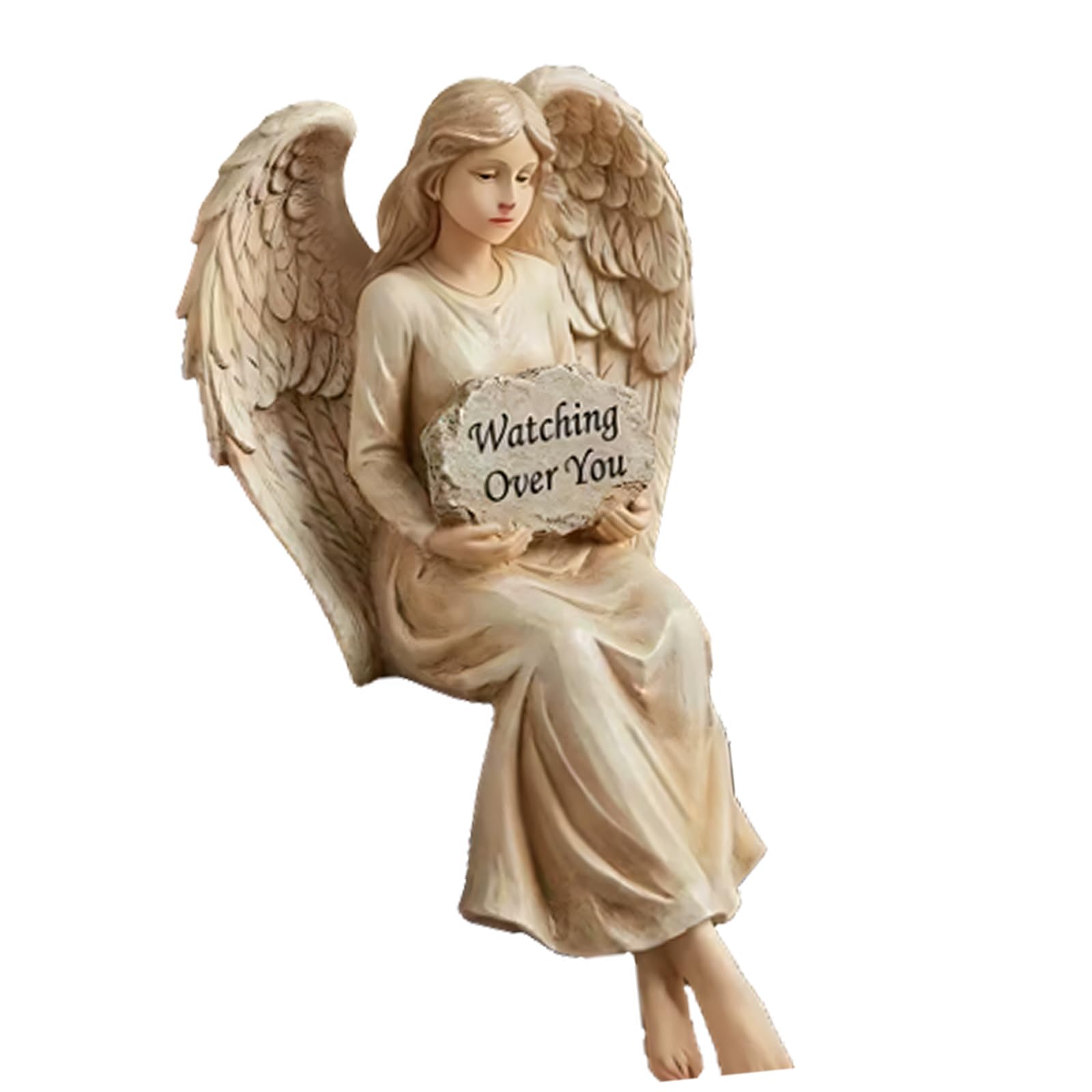 YIGZYCN Resin Angelic with Wing Statue Holding Plaques Love Symbol Angelic Shelf Sitter Figurine for Living Room Ornament Gift with Wing Shelf Sitter