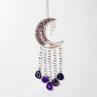 Vista 13 de Atrapasueños de piedras preciosas de ágata con 7 chakras, árbol de la vida, atrapasueños con piedras de cristal, decoración de pared hecha a mano