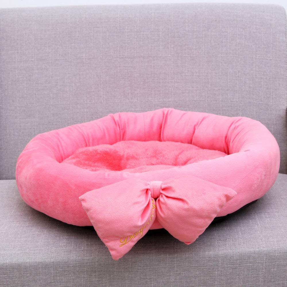 Lit pour chat et petit chien rose 45x45 cm avec coussin lavable