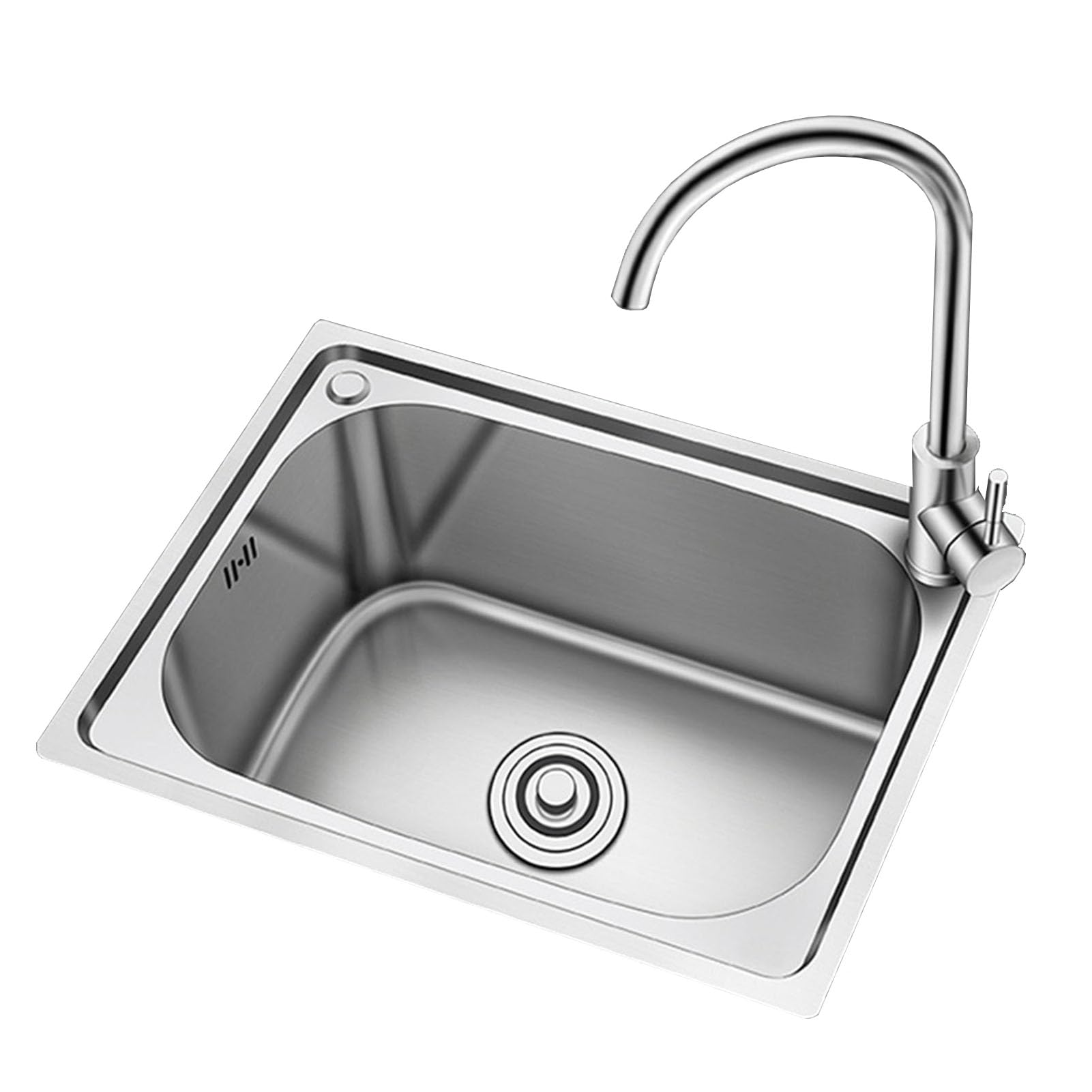 ZQFHSX Stainless Steel Kitchen Sink, Undermount Built-in, Single Bowl, Utility with single cold water tap and Drain Set Applies to hotels, restaurants