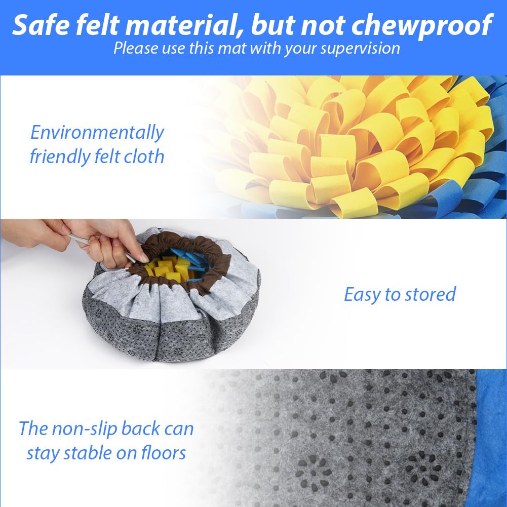 AYESY Tappeto Olfattivo Cane, 48 cm Tappetino antiscivolo per animali domestici con coulisse per appenderlo,tappetino per sniffare cibo,per l'allenamento Olfattivo lo Slow Food Sollievo Dallo Stress