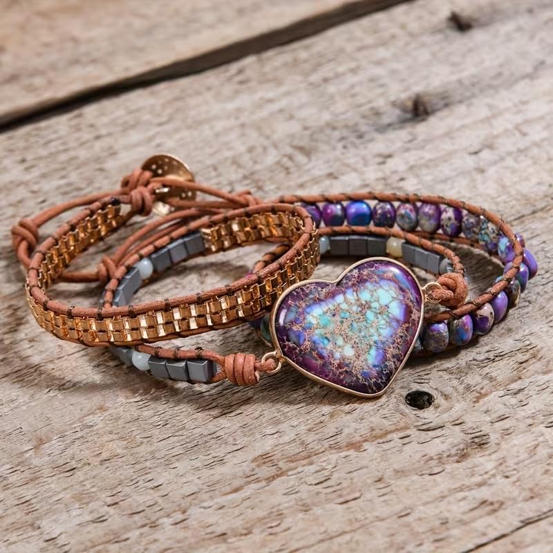 Image of Boho Stone Wrap Bracelet for Women,Turquoise Beaded Bracelet Jewelry Gift
