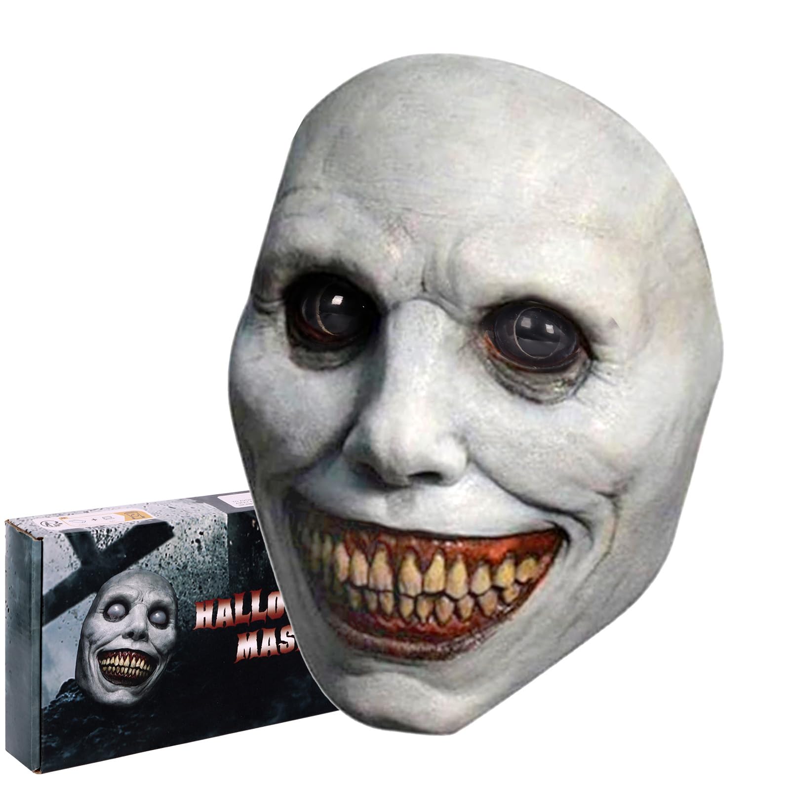 Halloween Adult Realistic Latex Full Face Smiling Demon Mask - Scary Horror Creepy Costume Party Prop