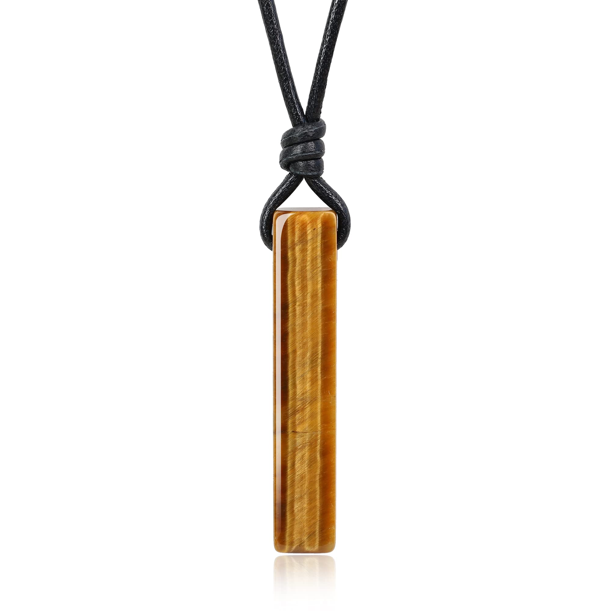 COAIColgante Barra Rectangular de Piedra Dura con Encaje de Cuero