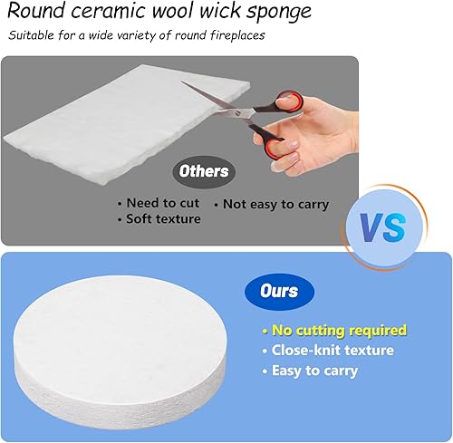 Miniatura 3 de 12 Pieces Circular Ceramic Wool Sponge Replacement for Tabletop Fire Pit Bowl to Extend Burning Time - Ceramic Wool Wick Insulation for Bioethanol