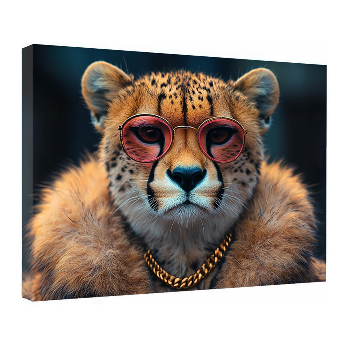 TZKRWRH Cheetah Wall Art Print Jungle Animals Decor Cheetah Portrait Leopard Pictures, Animal Portrait Painting, African Wild Animal Art Poster(Brown 44)-80x120cm Framed