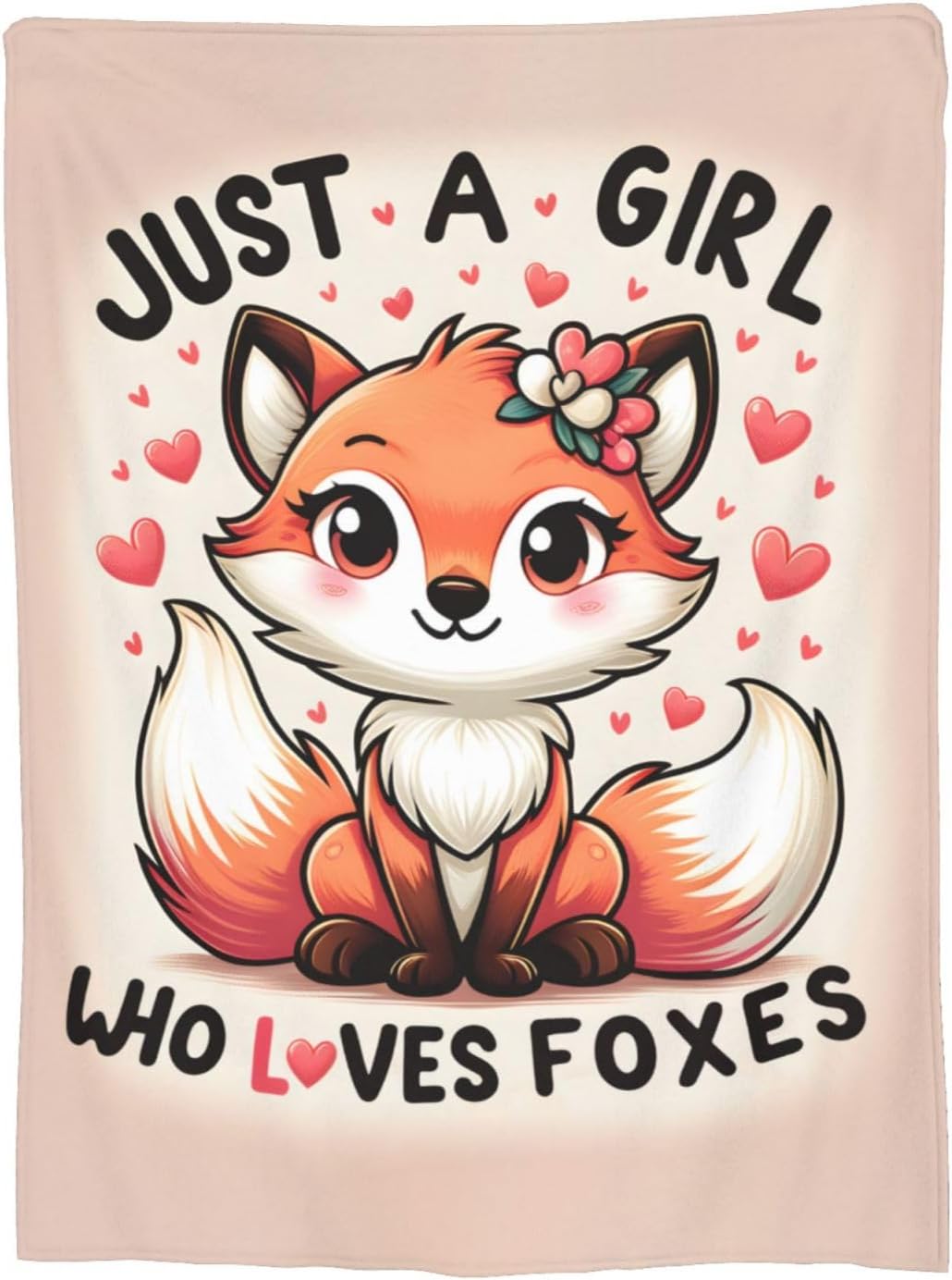 Cute Fox Blanket Gifts for Kids Just a GILR Who Loves Foxes Cartoon Flannel Throw Blankets Soft Comfy Lightweight for Home Decor Couch Bed Sofa 60x50 Inches - Image 5