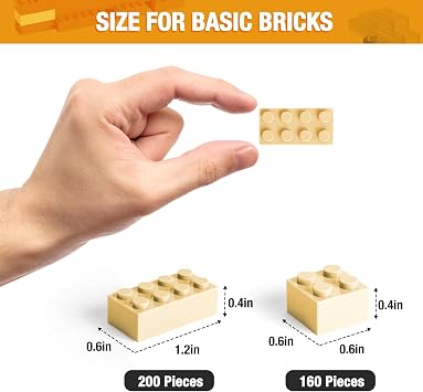 360Pcs Classic Brick, Basic Building Bulk Compatible with All Brand, Tan