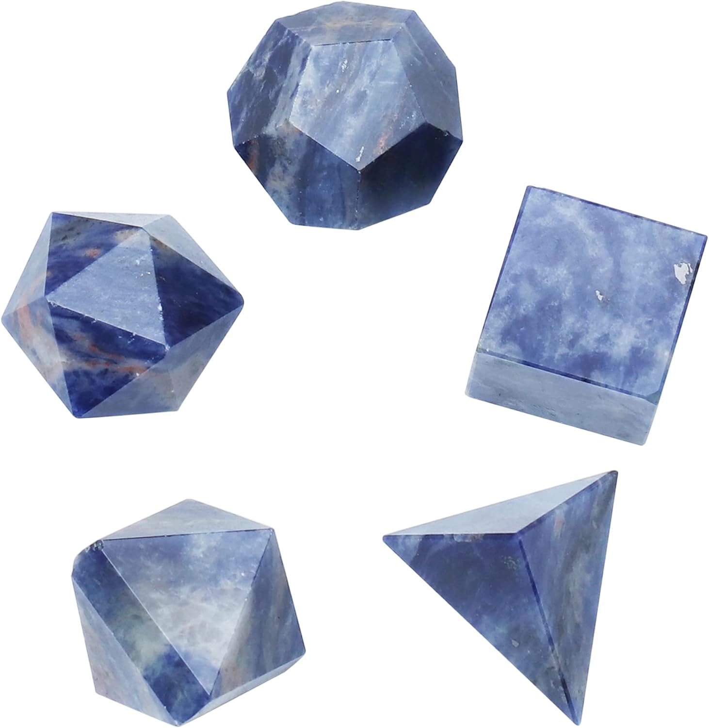 Crocon® Sodalite 5Pcs platonic solids crystal geometry set