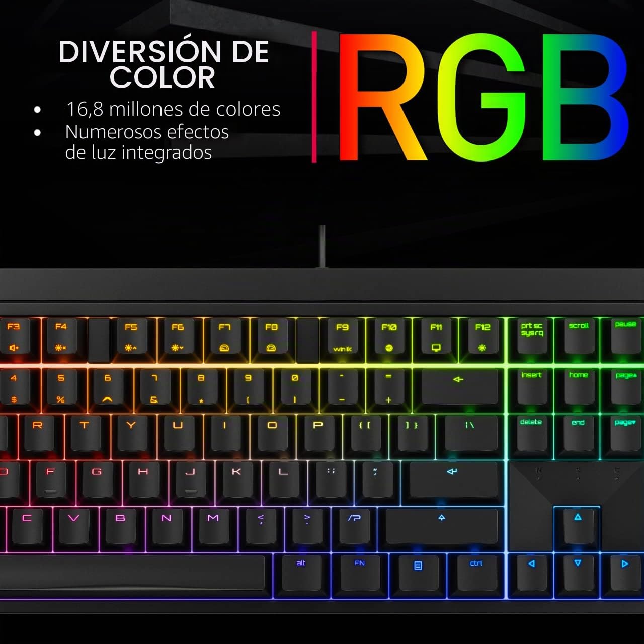 Cherry MX 2.0S, Teclado Mecánico de Gaming con Iluminación RGB, Distribución de Teclado Alemán (QWERTZ), con Cable, Diseñado en Alemania, Switches MX Red, Negro