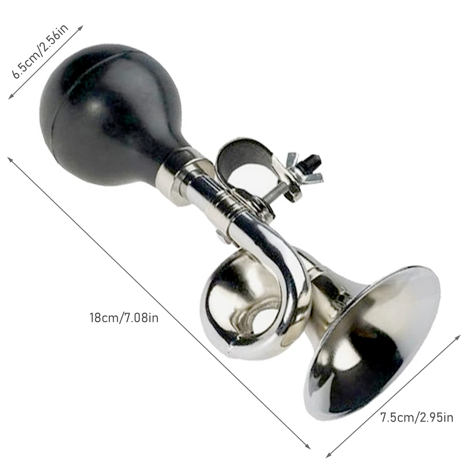 Clacson per Bicicletta in Metallo con Morsetto Regolabile 180x75x65mm