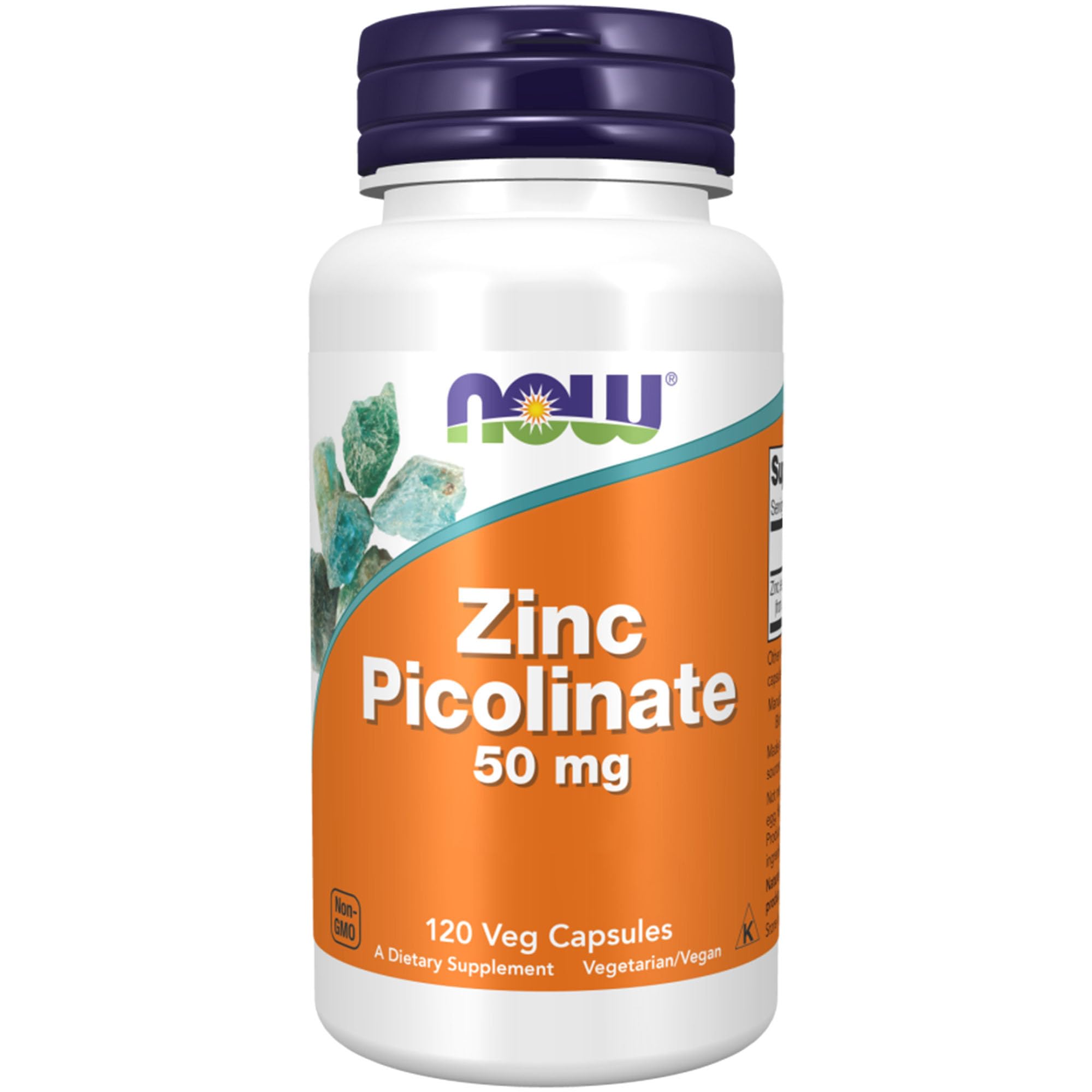 Now Foods, Zinco Picolinato, 50mg, Altamente Dosato, 120 Capsule vegane, Testato in Laboratorio, Senza Glutine, Senza Soia, Non OGM, Vegetariano