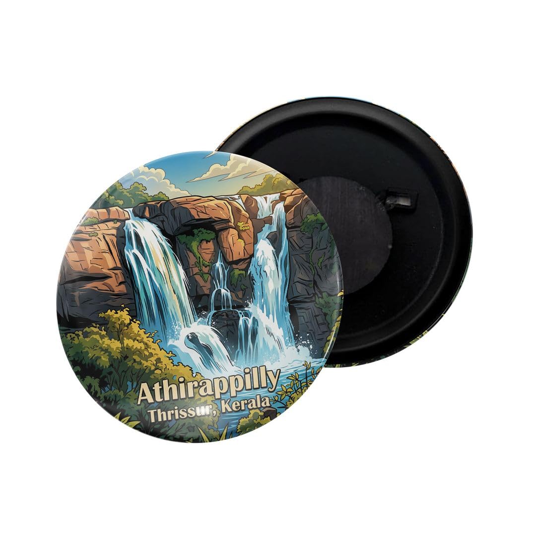 dhcrafts Fridge Magnet Multicolor Kerala Athirappilly D3 Kerala Glossy Finish Design Pack of 1 (58mm)-image-24