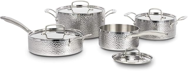 Cuisinart 8-Piece Ensemble de casseroles et de pots en acier inoxydable à trois couches (HTP-8SSC)