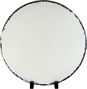 Conde SubliSLATE Sublimation Slate Blank, Round. Includes Black Display Feet for Photo Quality Sublimation Printing 1 Matte, Large