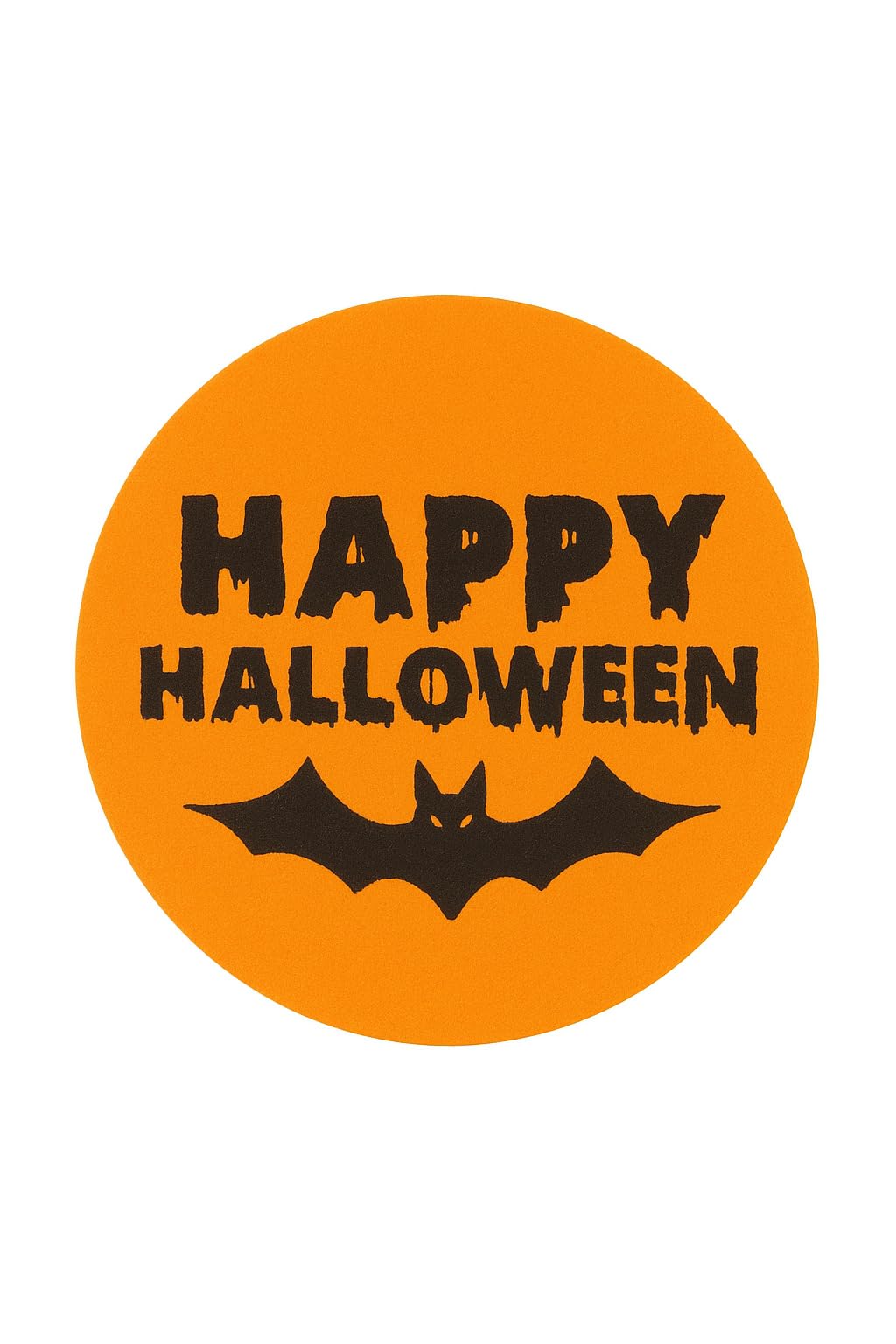 Custom Label Design Ltd Orange 100X 25Mm Round Happy Halloween Stickers – Scary Font With Bat Design For Crafts, Party Bags & Decorations
