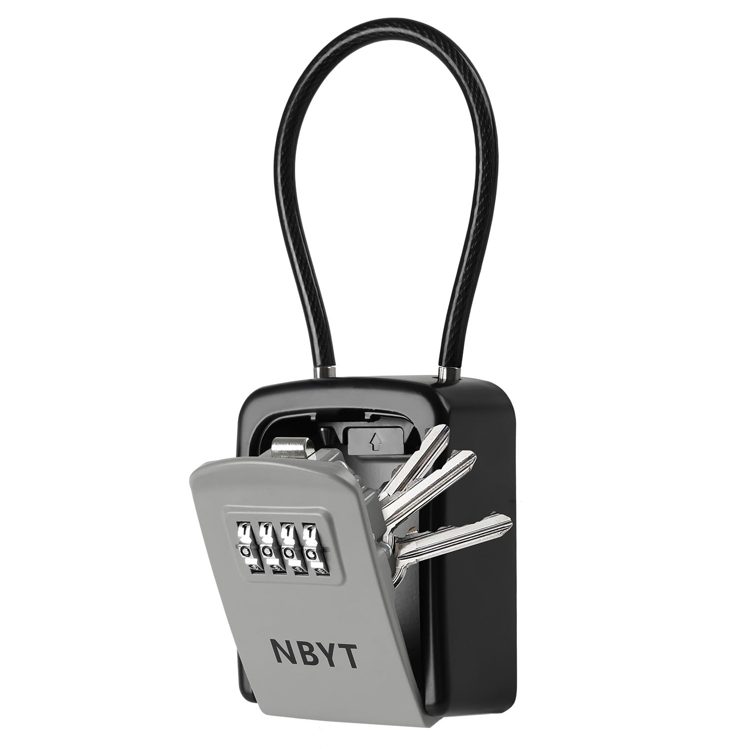 NBYTPortable Combination Lock keybox, For House Keys Key Hiders to Hide a Key Outside,Waterproof Key Safe Storage Lock Box(Small size with steel cable rope)