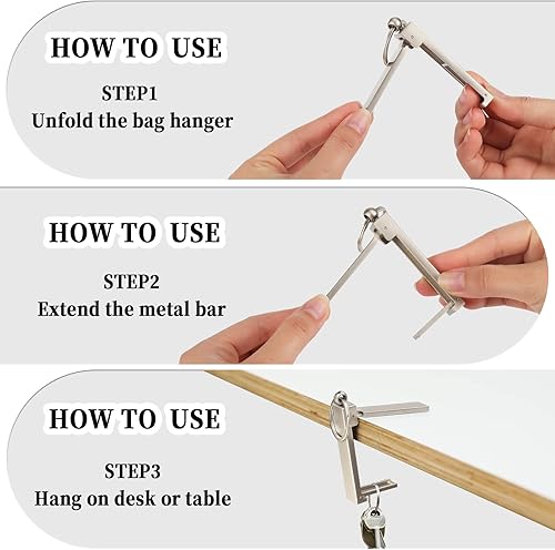 Miniatura 7 de Gancho para bolso para mesa, soporte instantáneo para colgar monederos para mesa, escritorio, plegable, gancho para colgar en la mesa para mujer,