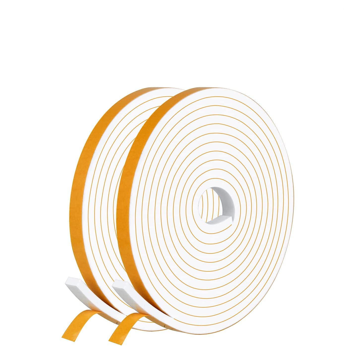 Draught Excluder Self Adhesive Foam Tape 6mm(W) x 3mm(T) Window Door Weather Stripping SoundProof Weather Strip Tape Seals for Gap Seal,2 Rolls, Total 20M Long White