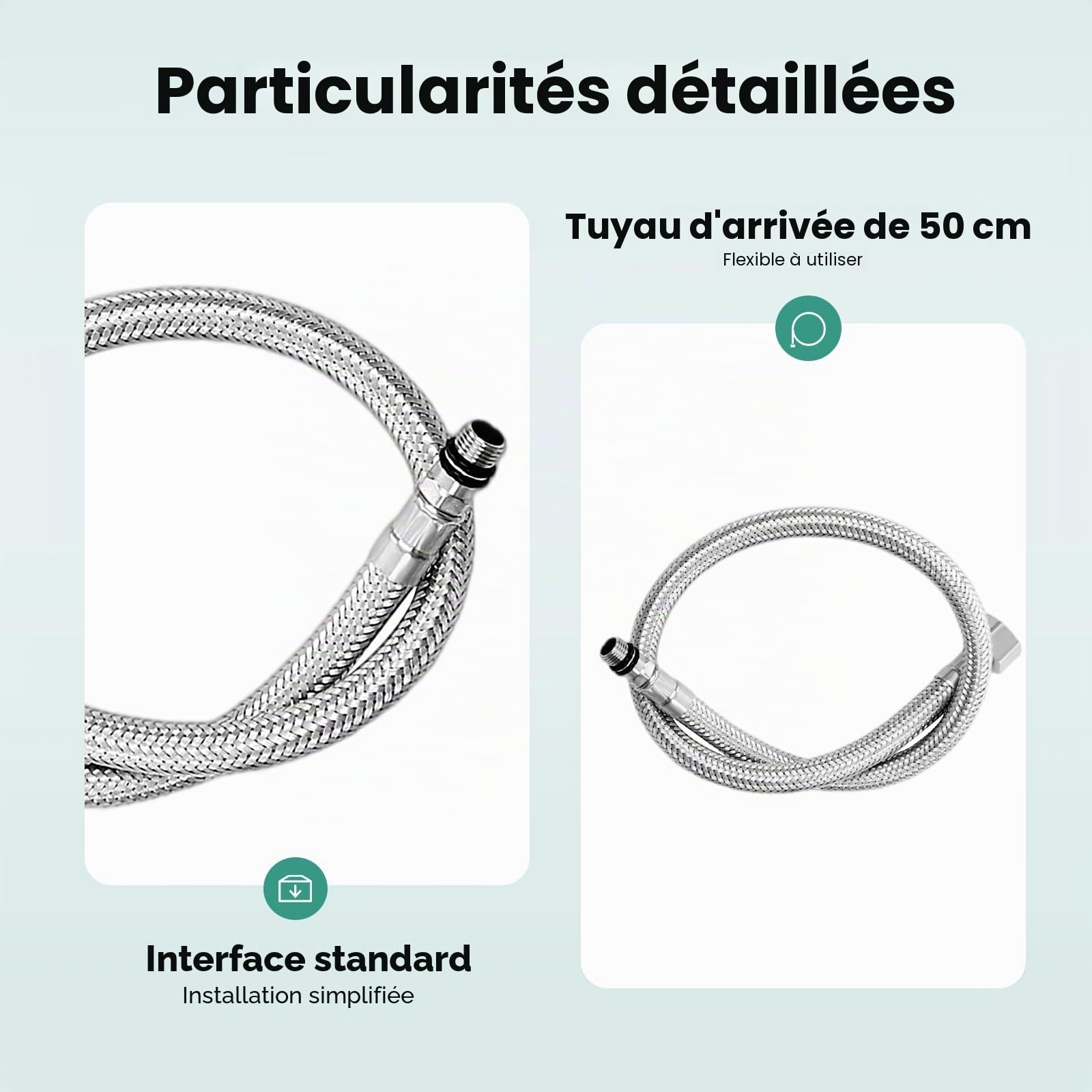 Robinet cascade en verre, mitigeur de lavabo de salle de bain, mitigeur monocommande, cuisine et salle de bain Robinet d'évier à poignée unique chromé