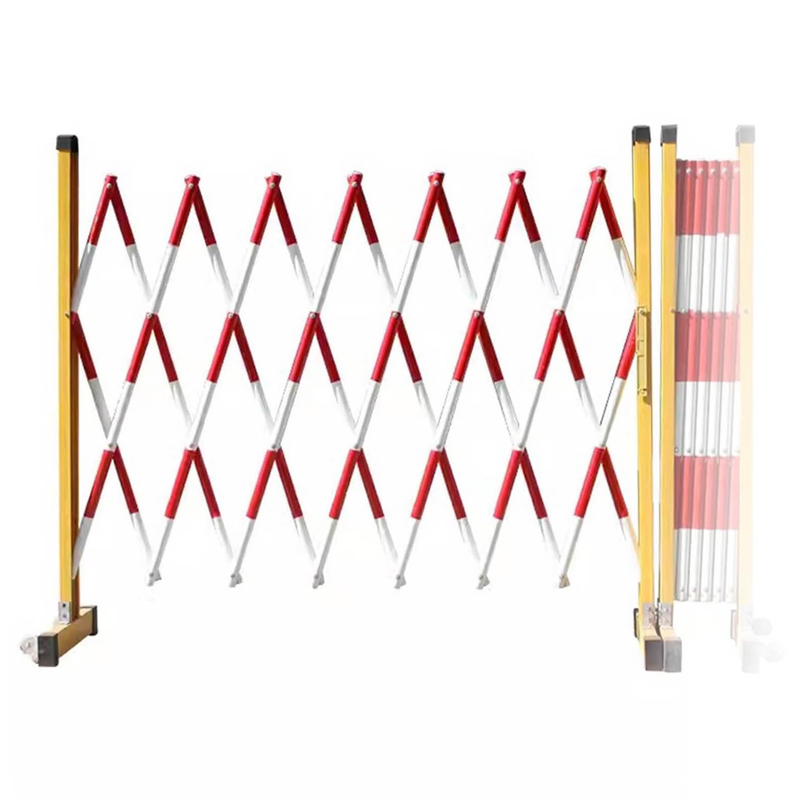 WQPMNYG Security Barrier,Portable Retractable Traffic Fence - Movable Safety Guardrail with Pulleys for Driveways, Schools, Hospitals, Warehouses - White-Red, 11.4ft Isolation Barrier