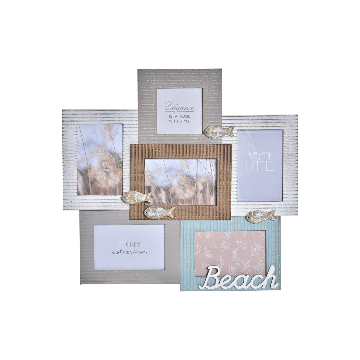 Cadre multi-photo en bois et verre premium 46,5 x 44,5 cm BEACH